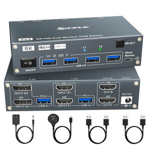 KCEVE8K@60HzUSB3.0KVMؑ֊22óA~[/g[h(2HDMI+2DP|[gPC)KVMSwitchKVMXCb`PC2ƃj^[2ΉL[{[hA}EX2PCŋLȒPɐڑ