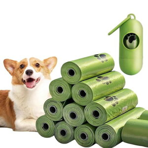 消臭香り付き犬用うんち袋10ロール(150枚)厚手破れ防止小型分配器付きポーチサイズ持ち運び便利防臭ポケット