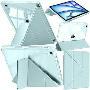 A-BEAUTY �P�[�X �Ή� iPad Air 13 �C���` M4/M3/M2 (2026/2025/2024) Pencil���[�\ �ϏՌ� �����o�b�N�J�o�[ Pencil Pro/USB-C�Ή� Y���܂�X�^���h (�u���[)