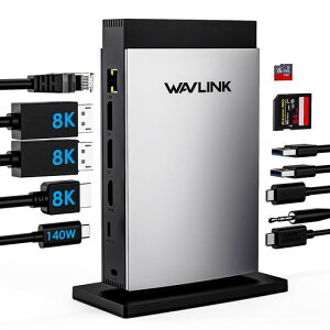 WAVLINKm[gp\RhbLOXe[V3j^[ΉA11-in-1USBChbLOXe[V(PD3.1125W[dΉ)A8KHDMI/8KDisplayPortA5USB-C/USB-A