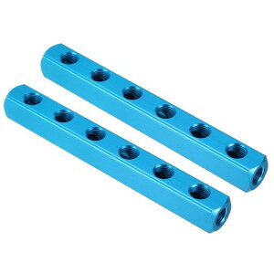 PATIKIL6ウェイ9ポートエアマニホールド2個入りG1/4Inchアルミエアホースインラインマニホールドブロックスプリッター空気圧エアホース継手ブルー