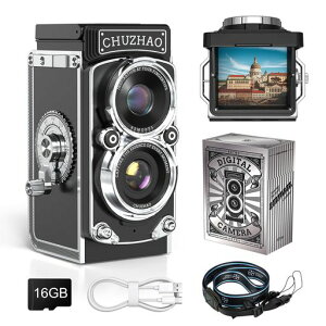 CHUZHAO���g���J�����f�W�J�����g��1080P�ʐ^�E����@�\12MP�I�[�g�t�H�[�J�X1.54�C���`��ʃR���p�N�g���B���e�[�W�~�j�f�W�^���J�����|�[�^�u��TLR�X�^�C����l����