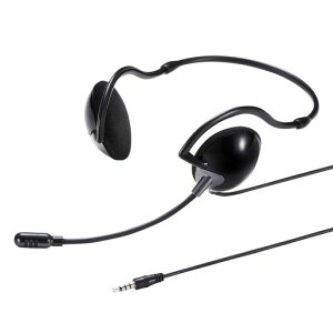 サンワサプライ(SanwaSupply)ヘッドセット3.5mmミニプラグ(4極)両耳ネックバンドタイプブラックMM-HS403BK