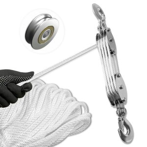 Dragnwinロープホイスト滑車ホイスト吊り上げ1000kgロープ6MM*20Mホイストロープ破断荷重2000kg吊り上げ比8:1クレーンロープ滑車