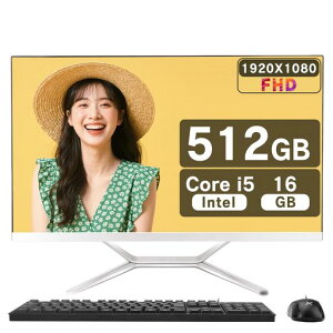 VETESAデスクトップパソコン高性能・多機能一体型PC-24インチIPS、Core-i5、16GB、512GBSSD、1920*1080pFHDWindows11Pro、MSOffice2019付きキーボードとマウス付属