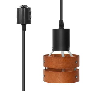 Aiwodeペンダントライト茶色の木製の円ダクトレール用E26口金長さ調整可能ロック機構により脱落を防止簡単なインストール太いロープ高級和風目に優しい節電省スペース設計寝室高級レス…