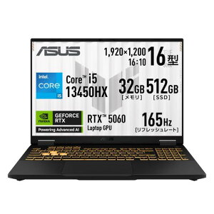 ASUSQ[~Om[gPCTUFGamingF16FX608JM16C`RTX5060CeCorei513450HX32GBSSD512GBtbV[g165HzC~l[gL[{[h