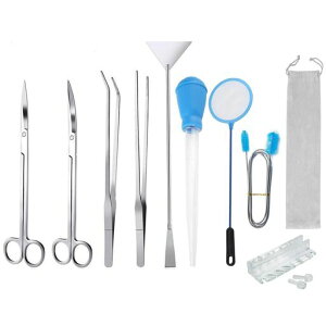 ZHHMl水草トリミング9点セットハサミピンセットサンドフラッターアクアリウム熱帯魚水草セットクリーナースポイトアクアリウムブラシ工具ホルダー