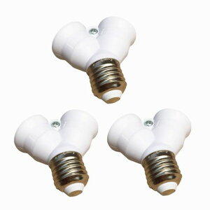 DZYDZR3個Y形LED電球ソケットベースE26右向き矢印E26x2口金分岐E27to2xE27変換ソケットアダプタ難燃性材料