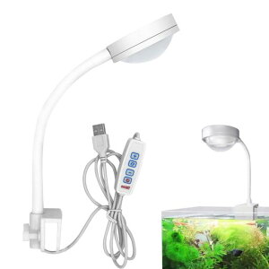 PAVIKE水族館クリップライト照明小型成長ライトクリップ式水槽ライト360角度調節可能10W3光源切替小型・軽量・高輝度低エネルギー目保護水族館水草育成水槽照明ワイドクリップ熱帯魚メ…