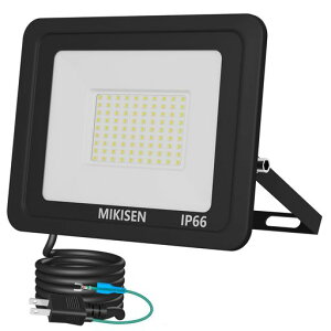MIKISENled投光器作業灯看板灯80w昼光色10000LM6500K1000w相当1.8コードIP66防水アース端子付2Pプラグ120°広角100V対応ワークライト工事用ライト外灯集魚灯駐車場用倉庫照明