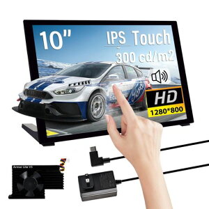 GeeekPi 10.1�C���` �Ód�e�ʎ��^�b�`�X�N���[�� Raspberry Pi�p HDMI���j�^�[ IPS 1280X800 LCD�f�B�X�v���C Raspberry Pi 5/4B/3B+/3B/B+�p�f���A���X�s�[�J�[�t�� Raspberry