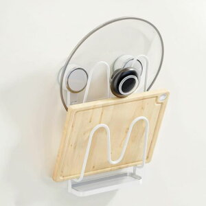 Swioled2段鍋蓋スタンド吸盤鍋蓋ホルダー錆びにくいなべぶたスタンド鍋ぶたまな板鍋蓋置き強力吸盤キッチン調理台収納穴あけ不要壁傷つけず水受けトレイ付き約W16.5XD6XH29cm多機能浮かせ…