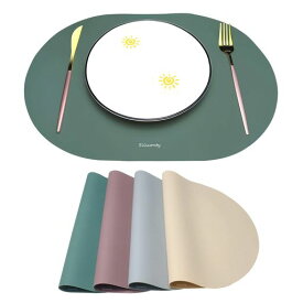 ランチョンマットシリコンシリコンマットSiliconty食事マットテーブルマットシリコンランチョンマットグリーン無地洗える汚れ防止耐熱防水天然素材-20°C-220°C高温・低温耐性滑り止め食…