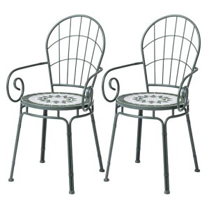 タカショーガーデンチェアータンジールモザイクチェアーマットグリーン2脚組屋外休憩庭スチールタイルMSF-46C/2