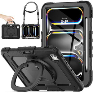 SEYMACstock2025�N/2024�NiPadPro11�C���`(M5/M4)�����O�n���h���ϏՌ��P�[�X�ی�t�B�����t���O�ʃJ�o�[�y�����[360°��]�����O�n���h���X�^���h�V�����_�[�X�g���b�viPadPro11