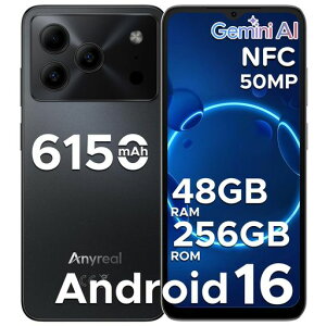 �y�ŐV Android 16 �X�}�z SIM�t���[�z ANYREAL NOTE56PLUS 6.56�C���` �X�}�[�g�t�H�� 48GB RAM 256GB ROM 90Hz��� 6150mAh ��e�ʃo�b�e���[ 5000����f 8�R�A AI�@�\ 4G