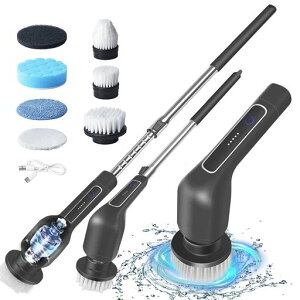 Babaideaお風呂掃除ブラシ電動バスポリッシャー充電式コードレス電動ブラシバスブラシデッキブラシ手持ち長さ伸縮可能7つ取り替えブラシ付き操作便利浴室浴槽磨きトイレ掃除床窓車台所…