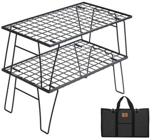 キャンピングムーン(CAMPINGMOON)フィールドメッシュラックキャンプラックブラック軽量薄型2点セット収納付きT-235-2T