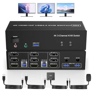 HDMI+2Displayport3j^KVMXCb`USB3.02̃Rs[^[A4K@60Hzgvj^[KVMؑ֊I[fBI3USB3.0|[gA2̃Rs[^[L3j^[