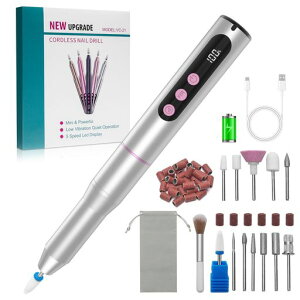 CGBEネイルマシン:電動ネイルオフマシーンコードレスジェルネイルオフネイルケア12個セット爪磨き甘皮処理角質除去ネイルドリル正逆回転30000RPM高速回転5段階調整USB充電自宅サロン用(シ…