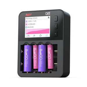 ISDTC4EVO�~�j�l��[�d��E�^�~���l�I�`�����v�Ή��j�b�P�����f�d�r�[�d��eneloop�[�d��6�X���b�g�Ɨ��[�d(�ő�3A)18650/21700/AAA/AA���Ή�USBType-C(PD/QC3.0/36W)2.4�C���`LCD