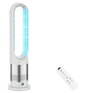 扇風機羽なしタワーファン【2025最新進化・静音・DCモーター節電】8段階風量調節100°自動首振り大風量強力送風微風&強風&おやすみモード省エネ9Hタイマー静音羽根なし扇風機リモコン操…