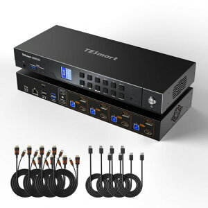 TESmartKVM�X�C�b�`8K@60HzDisplayPort+HDMI4����2�o��2���j�^�[4PC�pUSB3.0�f���A�����j�^�[KVM�ؑ֊�4K@120Hz/144HzEDID�@�\�M�K�r�b�gLAN�|�[�gL/R�I�[�f�B�I�|�[�g