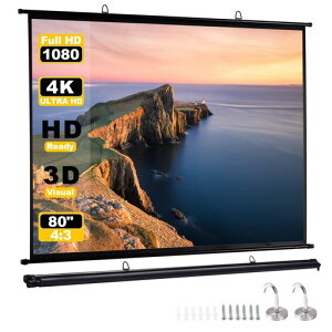 �v���W�F�N�^�[�X�N���[���݂艺���A�X�N���[���v���W�F�N�^�[�p�A80�C���`4:3�t�@�C�o�[�O���X�A�����^�т���[�ɕ֗��ȃR���p�N�g�T�C�Y�ŁA�z�[���V�l�}�A�r�W�l�X�v���[���e�[�V�c