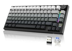 ATTACK SHARK X820ULTRA ���J�j�J���L�[�{�[�h 75% 3���[�h �K�X�P�b�g 5�w���� LED�f�B�X�v���C �m�u 4000mAh