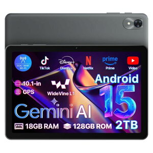 yAndroid15^ubgGeminiAIځz10C`^ubgWiFif|18GB+128GB(2TB܂Ŋg)WideVineL1Ή|fAohWiFi6E5000mAhType-C[dEGPS|Kids