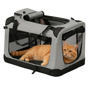 折りたたみペットクレート猫キャリーバッグソフトクレート犬用クレート大型犬用折りたたみペットケージ鉄合金スチールフレーム構造五面メッシュ超通気四季両面クッション付属ストラ…