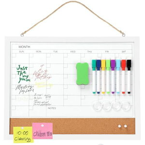 TOWEBOORYホワイトボード月予定表マグネットカレンダー壁掛け43*33cm行動予定表マンスリーホワイトボード横型掲示板書きやすいマーカー・イレイザー付きスケジュールボード家庭用オフィ…