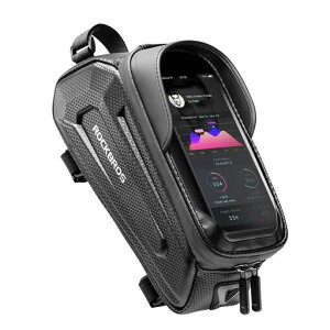 ROCKBROS自転車バッグトップチューブバッグロードバイクスマホホルダー防水フレームバッグ6.8インチ対応大型機も楽大容量TPU高感度タッチスクリーンレインカバー付き遮光耐磨耗性取り付…