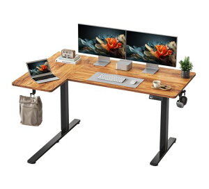 YIHAYO���~�f�X�NL���f�X�N��140cm���s90cm�d���X�^���f�B���O�f�X�N���~���f�X�N�����������[�@�\�Q�[�~���O�f�X�N�É����[�t�b�N�t���g�ݗ��ĊȒP�p�\�R���f�X�N�u���b�N�t���[��/�u���c