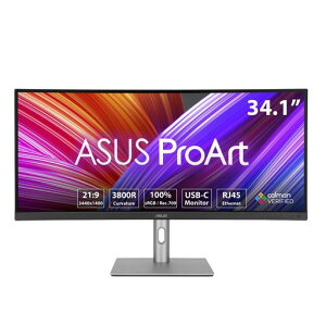 ASUS �E���g�����C�h���j�^�[ ProArt PA34VCNV �J�[�u�h�v���t�F�b�V���i�����j�^�[ - 34.1�C���`/IPS/21:9/3440 x 1440/3800R�J�[�u/100% sRGB/Rec.709/�F�̐��x ��E