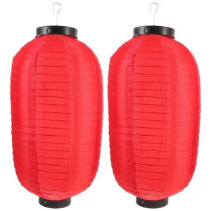 KESYOO提灯ちょうちんシルクランタン赤提灯10インチ折りたたみ防水パーティー・お盆飾り・夏祭り・新盆・初盆・イベント飾り付け赤提灯和風装飾照明器具(2個・45X25CM)