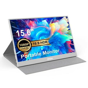 15.6インチポータブルモニター、ラップトップモニタートラベルゲームモニター、HDRFHDプラグアンドプレイデュアルスピーカー、PC、タブレット、Mac、Xbox、PS3/4/5用の外部スクリーン