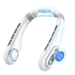 首掛け扇風機ネッククーラー【2024夏新開発ネックファン&LCD液晶ディスプレイ表示】冷感プレート付き携帯扇風機扇風機羽なし急速冷却U型首掛け扇風機15db静音3段階風量調整Type-C急速充電…