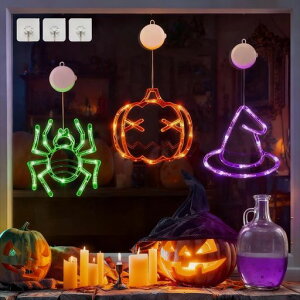 ハロウィン飾りLEDライトカボチャ3点セット緑のクモ、オレンジ色のカボチャ、紫色の帽子ハロウィンパンプキン電池式Halloween装飾置物オブジェ飾り付けグッズ装飾イルミネーションパー…