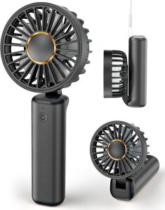 Hssio携帯扇風機ハンディファン手持ち扇風機充電式USB扇風機3段階風量調節Type-c充電式持ち運び便利静音折り畳み式超軽量小型強風花火大会熱中症対策ライブに適用ストラップ付き(ブラック)