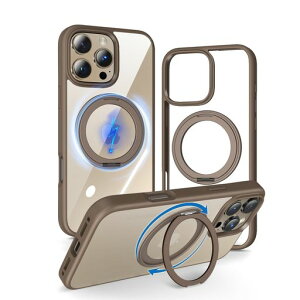 KATSUTOYO iPhone16ProMax�p�P�[�X ���΂݂ɂ��� �����̓����O �}�O�l�b�g���� 360°��]�X�^���h �c���Ή� MagSafe�Ή� ���ϋv�� �ČRMIL�K�i �ϏՌ� �w��h�~ 6.9�C���` �w�k�N���A �S�[���h