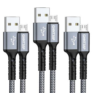 GHNTJAP�}�C�N��USB�P�[�u��1M�y3�{�Z�b�g�zMicroUSB�P�[�u�������[�dUSB2.0�f�[�^�]��Android�[�d�P�[�u���A���h���C�h�[�d�R�[�hXperiaX/GalaxyS7/Kindle/PS4���@��Ή�