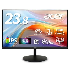 Acer���j�^�[23.8�C���`�t��HD�����IPS120Hz1ms(VRB)AdaptiveSyncHDMI1.4Type-C�E65W���d�Ή��X�s�[�J�[�E�w�b�h�t�H���[�q���������[���t���[���f�U�C��3�N�ۏ�(�p�l����1�N)
