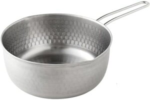 アーネスト【日本製】燕三条雪平鍋(片手鍋)IH/食洗機対応20cmステンレス打ち出し両側注ぎ口ミルクパンシルバー大手飲食店愛用ブランドA-77966