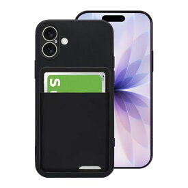Skailuts互換性のあるiphone17用のケース背面収納耐衝撃カード収納薄型軽量TPUカバーストラップホール付き黄変防止指紋防止あいふおん17ケース(ブラック)