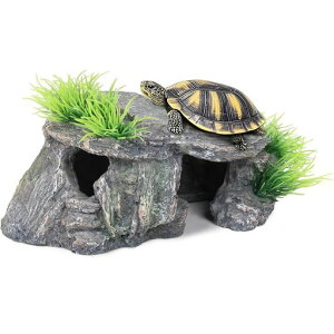 koundeneko爬虫類シェルター亀隠れ家カメ隠し休憩日光浴岩浮島イモリ/ミガメ/ヒゲ竜/トカゲ/ヘビ/熱帯魚など両生類飼育保湿爬虫類ケージ用待避用洞窟水槽オブジェ水槽アクセサリー