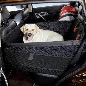 Cavoyo犬車シート後部座席中大型犬ペットドライブシートベッドリード付きレザー防水折り畳み半分型崩れしない車犬カーシートマット飛び出し防止ペットドライブボックスハンモック耐摩…