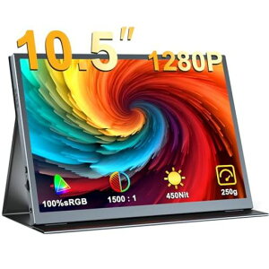 EVICIV ���o�C�����j�^�[ 10.5�C���` �|�[�^�u���f�B�X�v���C ���y��250g ���P�x450nits 100%sRGB�L�F�� �摜�䎩���K�� FHD1280P VESA �ی�J�o�[ ���o�C���f�B�X�v���C �|�[�^�u�����j�^�[ �Q�[�~���c