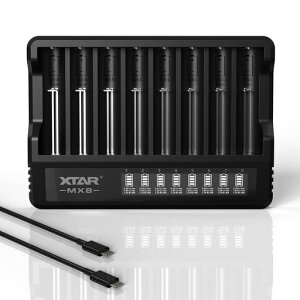 XTAR MX8�d�r�[�d�� �P�O�E�P�l 1.5V���`�E���ƃj�b�P�����f�d�r 3.6V/3.7V 10400 14500 16340 18500 18650 21700�ɑΉ� �y8�{���������[�d���\�z�y0V�������@�\�z